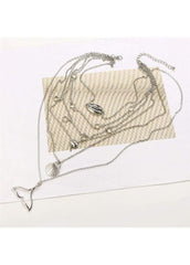 Fishtail and Shell Pendant Silver Layered Necklace