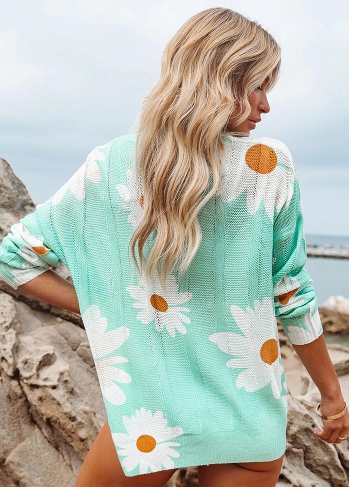 Long Sleeve Round Neck Printed Sweater