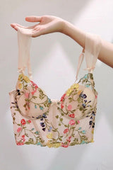 Floral Embroidery Corset Top 2 Pieces Sets