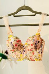 Floral Embroidery Corset Top 2 Pieces Sets