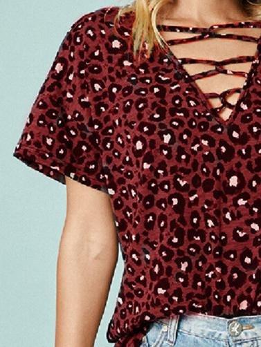 Leopard Print Short-sleeved Casual T-shirt