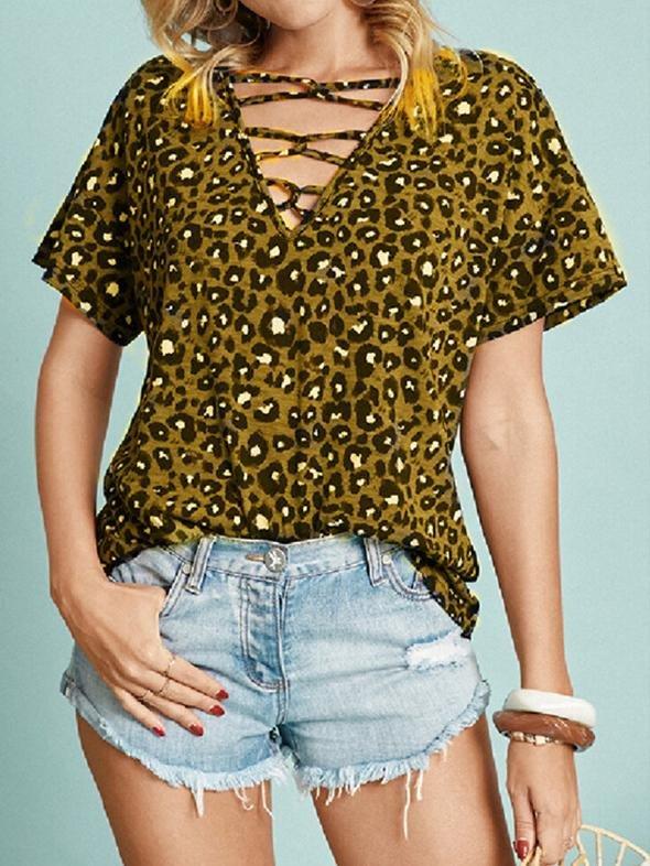 Leopard Print Short-sleeved Casual T-shirt