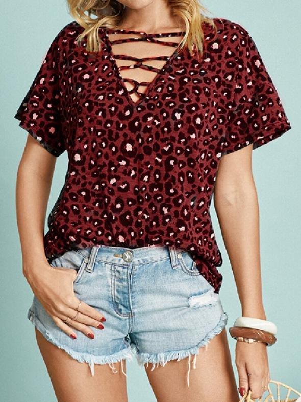 Leopard Print Short-sleeved Casual T-shirt