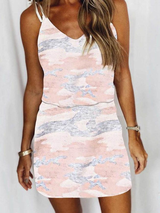 Leopard Print Sleeveless V-neck Dress