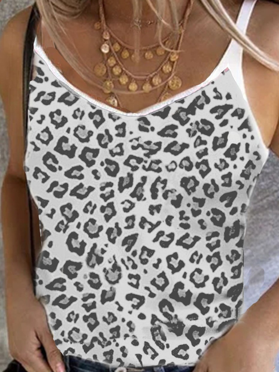 Leopard Print Stretch Camisole Top