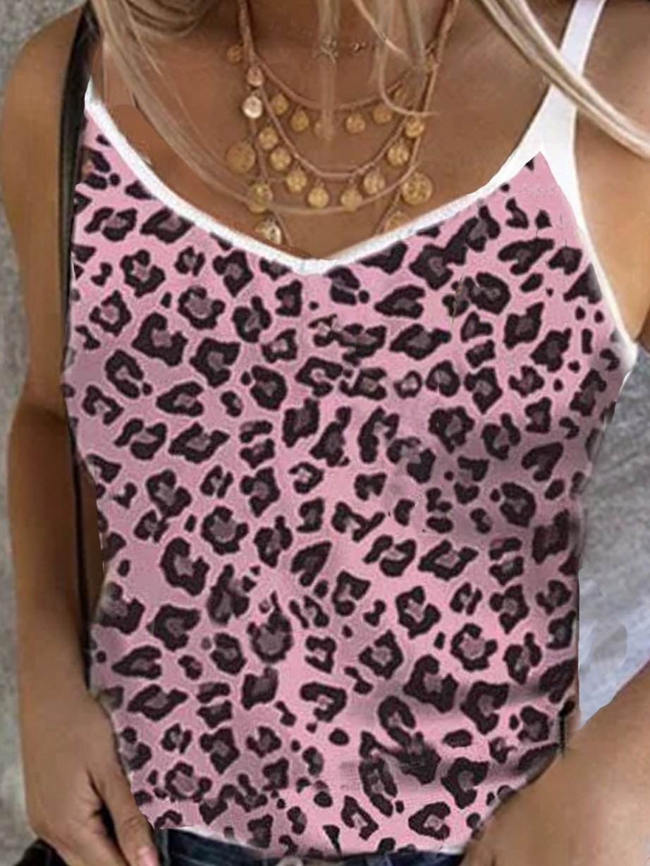 Leopard Print Stretch Camisole Top