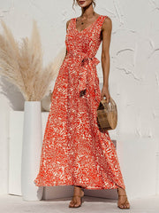 Leopard Print V-neck Maxi Dress