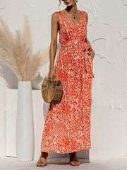Leopard Print V-neck Maxi Dress