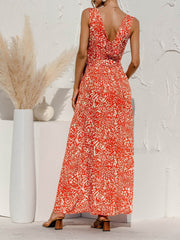Leopard Print V-neck Maxi Dress