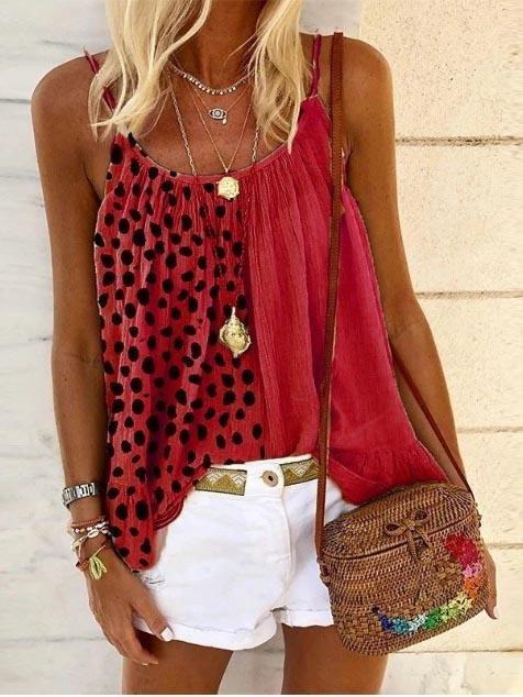 Leopard Stitching Ruffle Print Camisole Vest