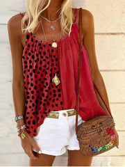 Leopard Stitching Ruffle Print Camisole Vest