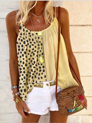 Leopard Stitching Ruffle Print Camisole Vest