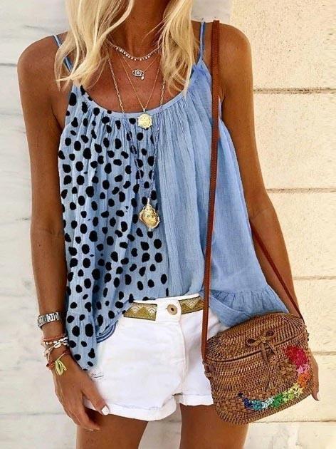 Leopard Stitching Ruffle Print Camisole Vest