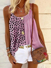 Leopard Stitching Ruffle Print Camisole Vest