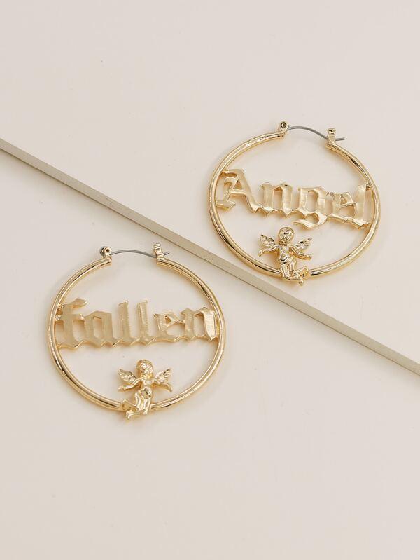 Letter Design Hoop Earrings