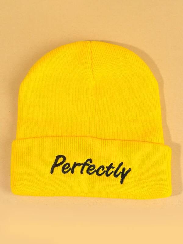Letter Embroidery Knit Beanie