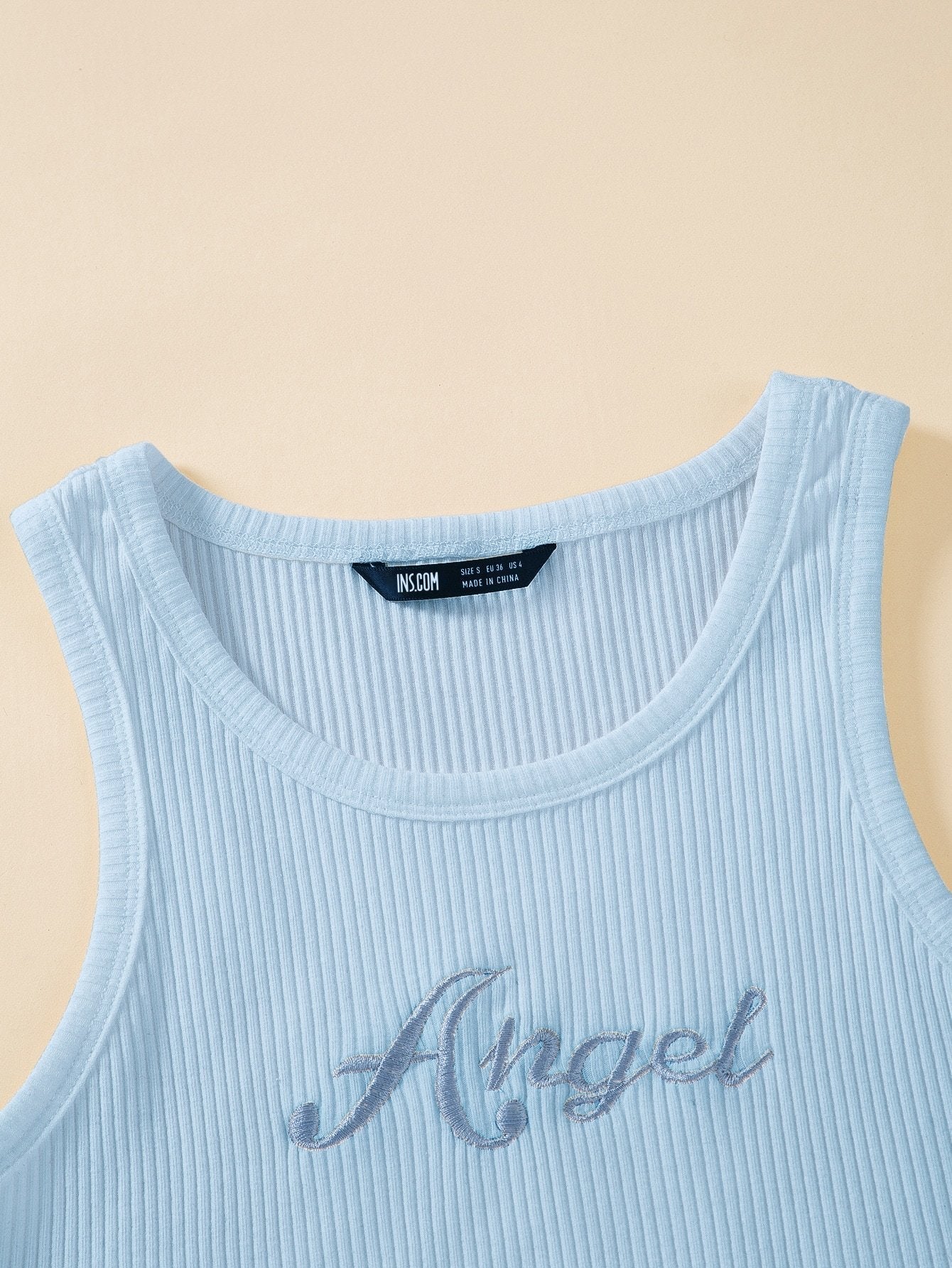 Letter Embroidery Rib-knit Crop Sweater Vest