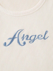 Letter Embroidery Rib-knit Crop Sweater Vest