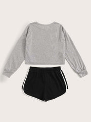 Letter & Eyelash Print PJ Set