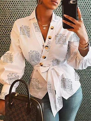 Letter Print Slim Tops