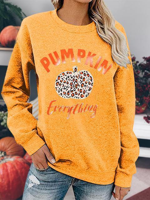 Leopard Pumpkin Printed Halloween Pullover