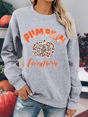 Leopard Pumpkin Printed Halloween Pullover