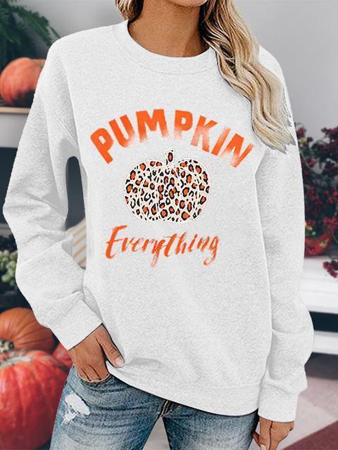 Leopard Pumpkin Printed Halloween Pullover