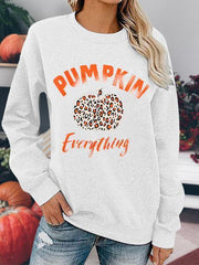 Leopard Pumpkin Printed Halloween Pullover
