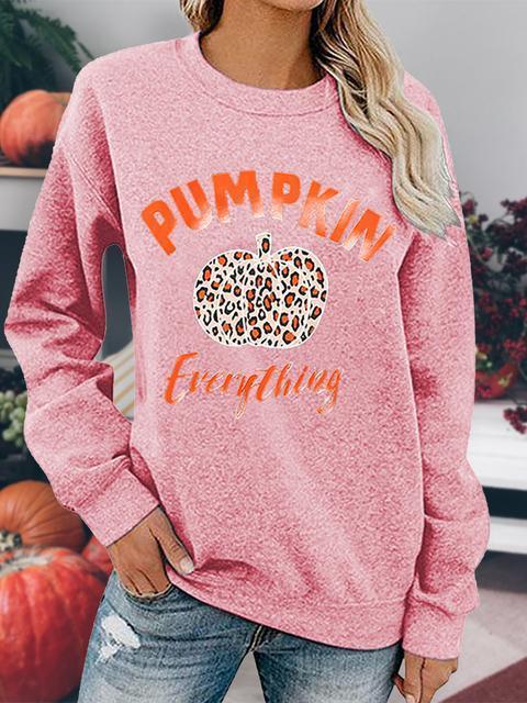 Leopard Pumpkin Printed Halloween Pullover