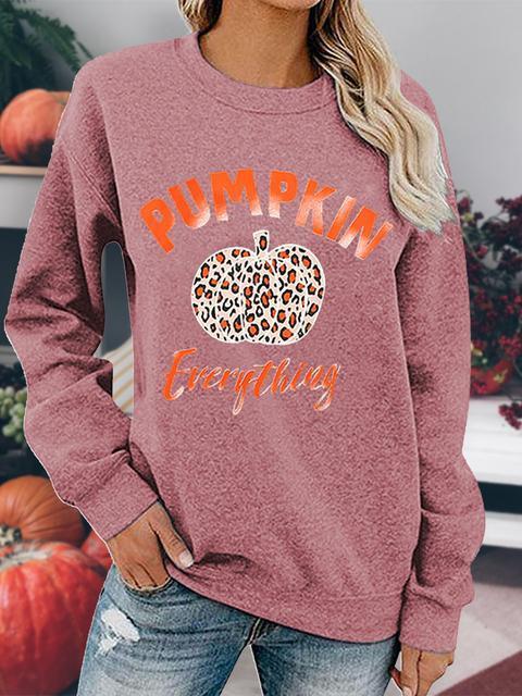 Leopard Pumpkin Printed Halloween Pullover