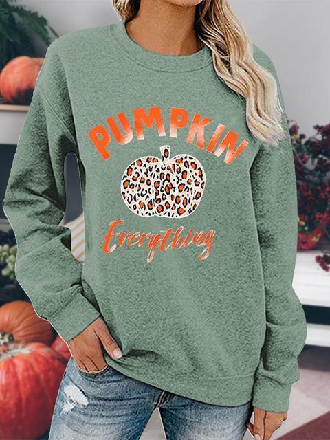 Leopard Pumpkin Printed Halloween Pullover