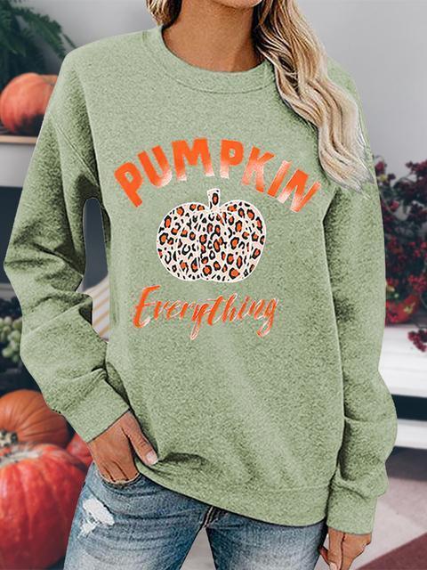 Leopard Pumpkin Printed Halloween Pullover