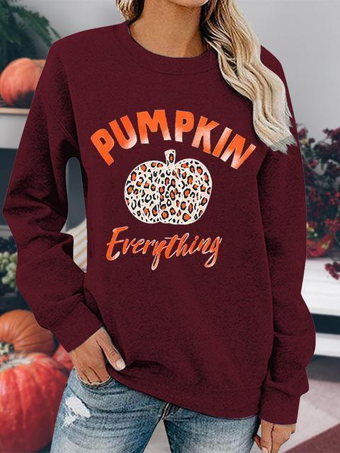 Leopard Pumpkin Printed Halloween Pullover