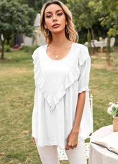 Flouncing Round Neck Short Sleeve T-shirt