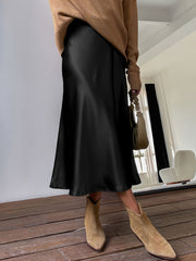 Solid Retro Chic Vintage Satin High Waist Maxi Dress