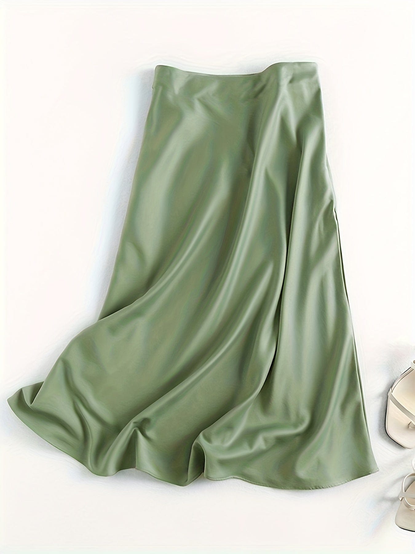 Solid Retro Chic Vintage Satin High Waist Maxi Dress