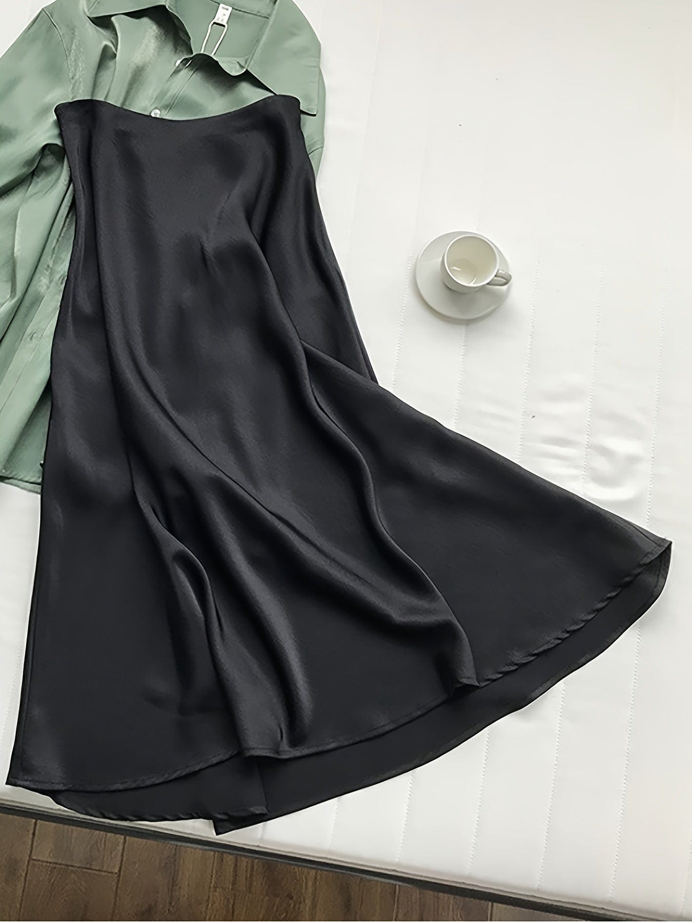 Solid Retro Chic Vintage Satin High Waist Maxi Dress