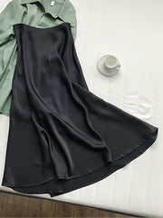 Solid Retro Chic Vintage Satin High Waist Maxi Dress