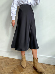 Solid Retro Chic Vintage Satin High Waist Maxi Dress