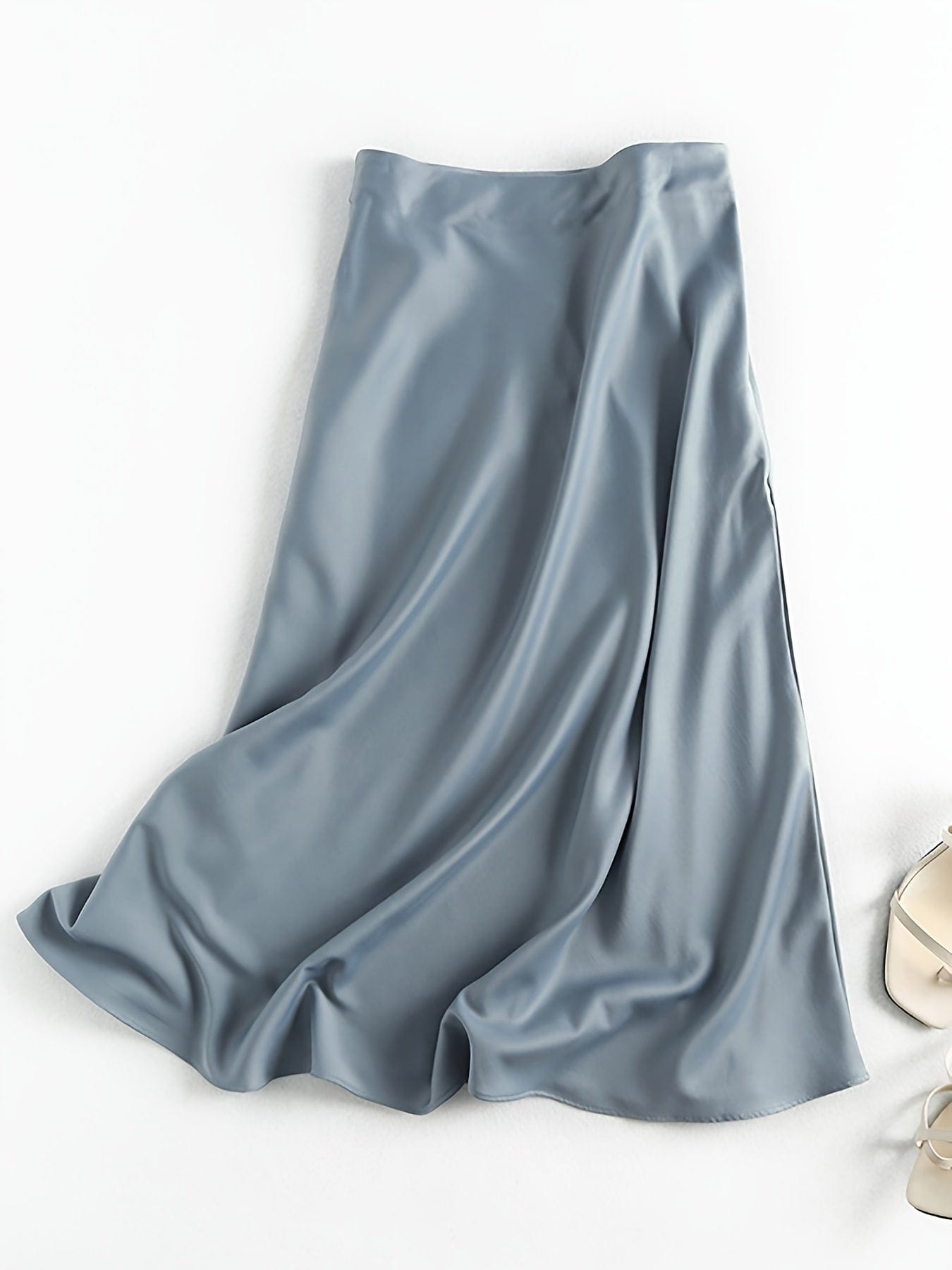 Solid Retro Chic Vintage Satin High Waist Maxi Dress