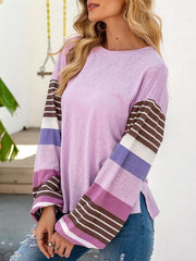 Stripes Print Sleeve Loose Tops