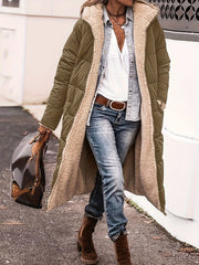 Stylish and Versatile Zipper Front Color Block Winter Coat