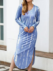 Tie-dye Long Sleeve Slim Dress