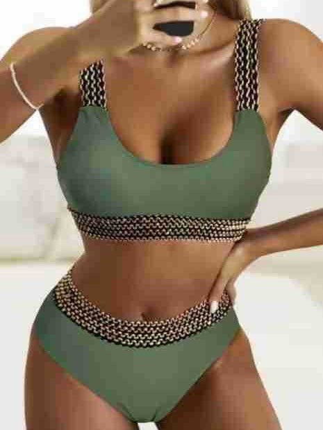 Women's Bikinis Solid Vintage Metal Band Two Piece Swimsuit
