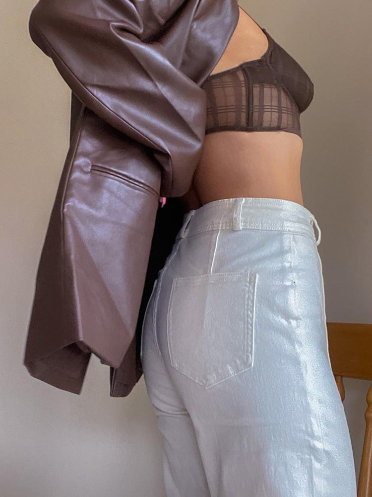 Women's Blazers Fashionable Long Sleeve Leather Blazer