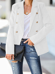 Women's Blazers Solid Double Breasted Long Sleeve Blazer