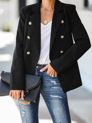 Women's Blazers Solid Double Breasted Long Sleeve Blazer