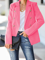 Women's Blazers Solid Double Breasted Long Sleeve Blazer