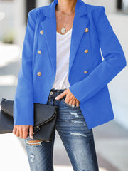 Women's Blazers Solid Double Breasted Long Sleeve Blazer