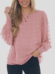 Women's Blouses Chiffon Jacquard Dot Lantern Long Sleeve Blouse